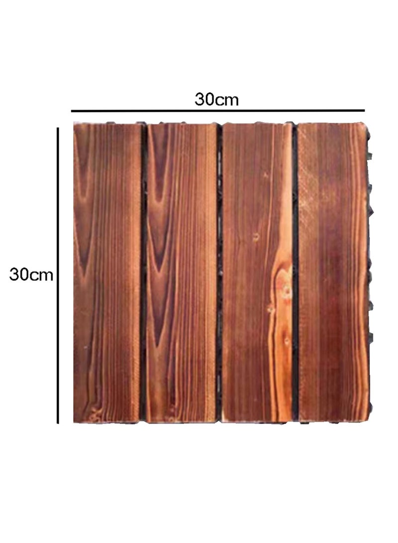 Wooden Floor Deck Interlocking Tiles Brown 30x3x30cm 8pcs