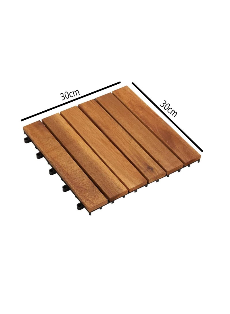 Wood Interlocking Flooring Tiles Straight Pattern Patio Deck Tiles Solid Wood Pine Deck Tiles For Garden Indoor Outdoor Pack of 10pcs