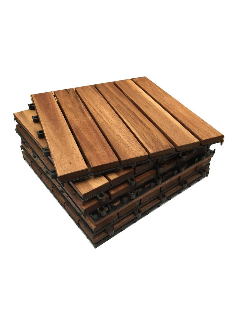 Wood Interlocking Flooring Tiles Straight Pattern Patio Deck Tiles Solid Wood Pine Deck Tiles For Garden Indoor Outdoor Pack of 10pcs