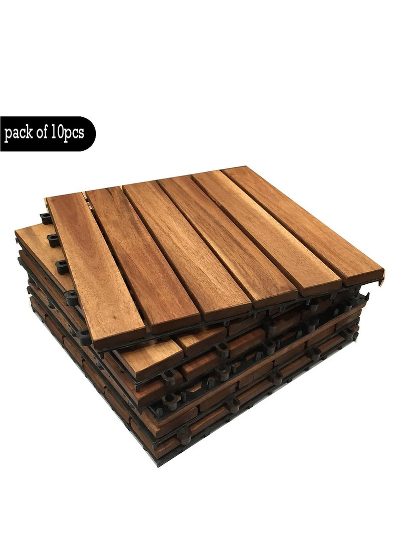 Wooden Floor Tiles 31x31x3cm Wood Decking Office Floor Tiles Wooden Home Garden Tiles Pack of 10pcs