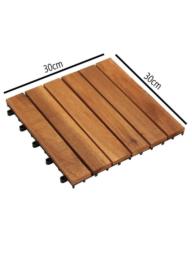 Wooden Floor Tiles 31x31x3cm Wood Decking Office Floor Tiles Wooden Home Garden Tiles Pack of 10pcs