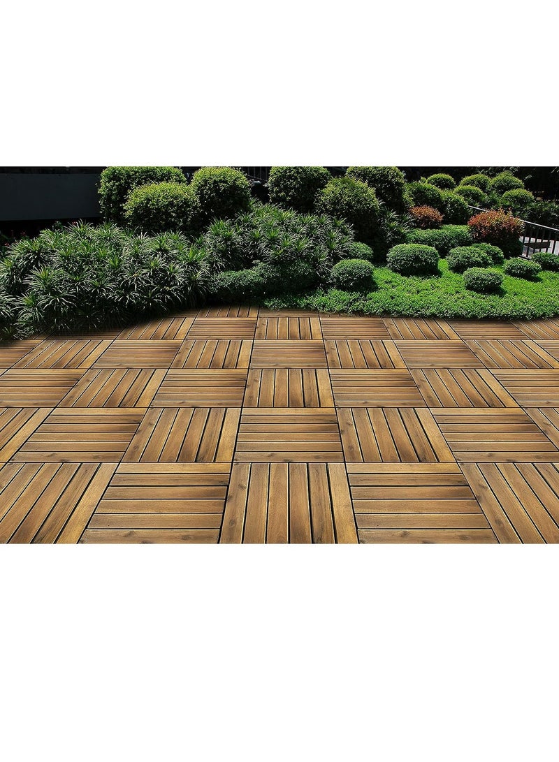 Wooden Floor Tiles 31x31x3cm Wood Decking Office Floor Tiles Wooden Home Garden Tiles Pack of 10pcs