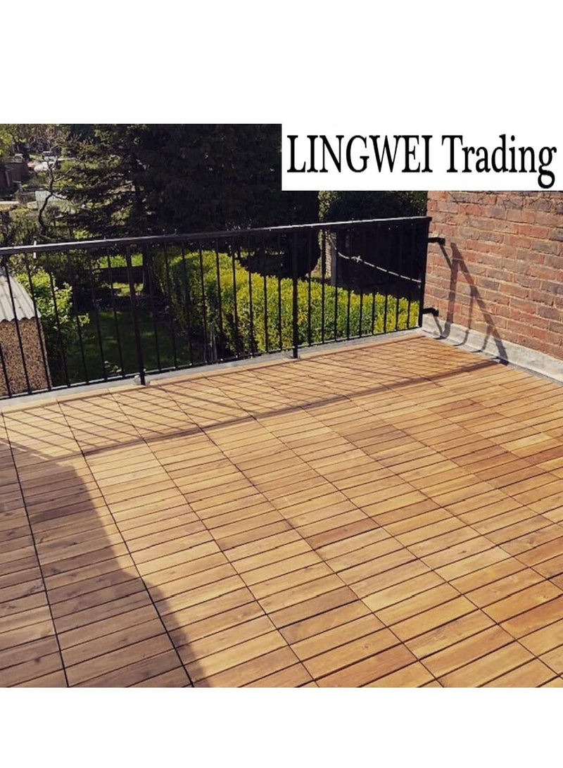 Wooden Floor Tiles 31x31x3cm Wood Decking Office Floor Tiles Wooden Home Garden Tiles Pack of 10pcs