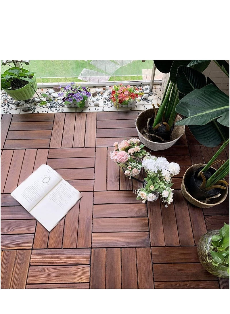 Pack of 10 Wooden Floor Tiles 30x30x3cm Wood Decking Office Floor Tiles Wooden Garden Tiles Brown