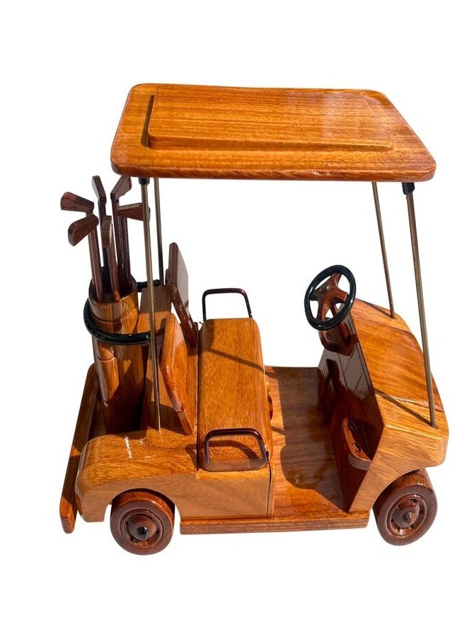 wooden golf cart model 27cm length