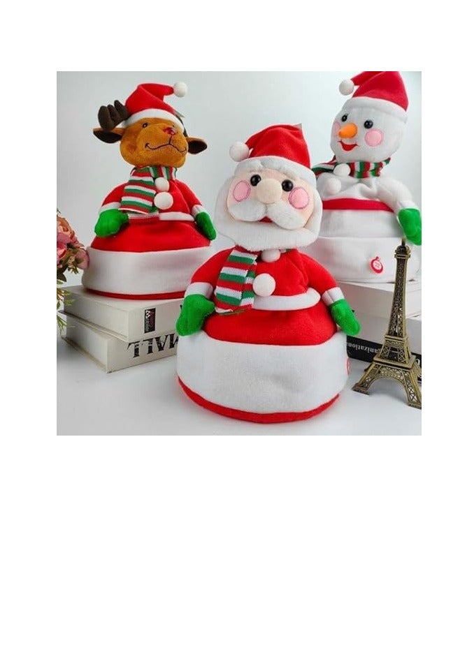 Brain Giggles LED Christmas Hat Moving Santa Hat Dancing Plush for Christmas Dolls Decoration Toy for Kids