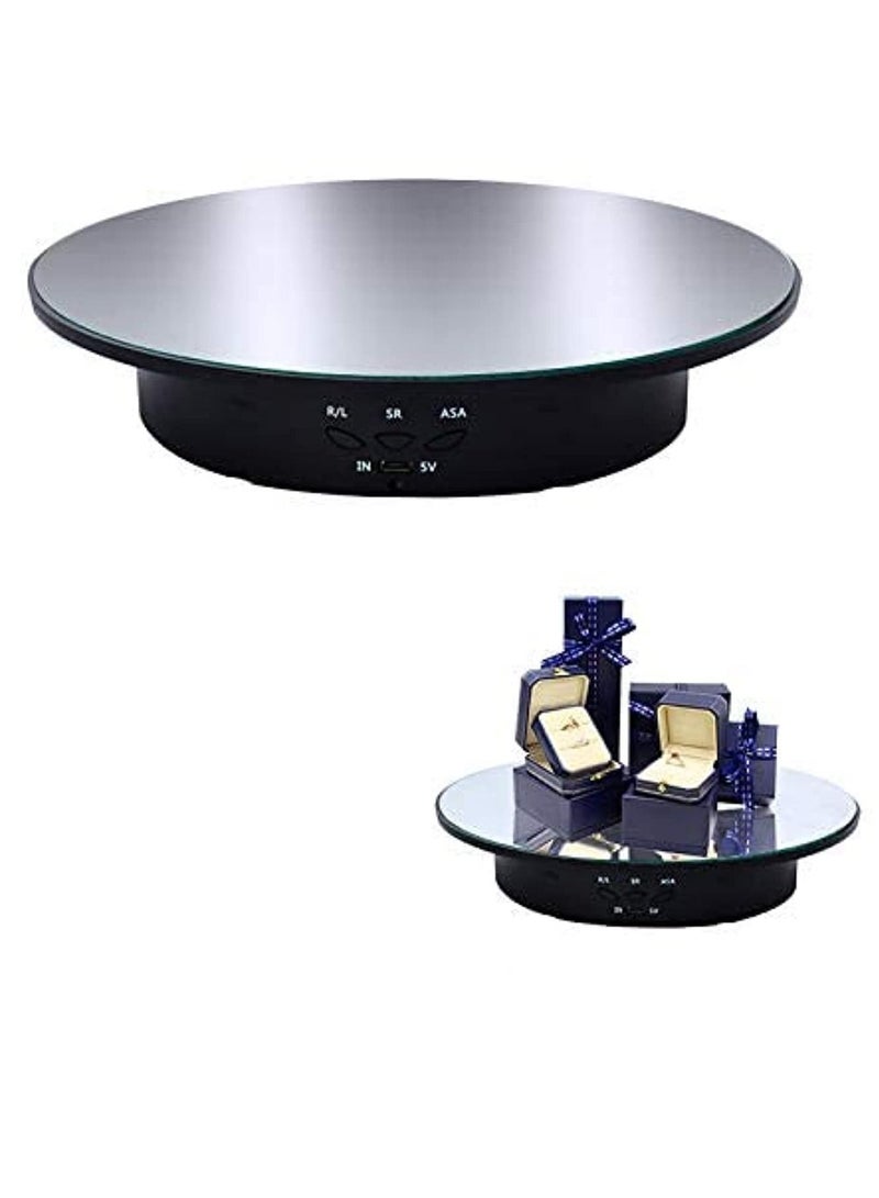 Motorized Rotating Display Stand 20CM /Load 8KG 360 Degree Electric Rotating Turntable for Photography Products Jewelry Cake 3D Model Mirror Cover (Black)