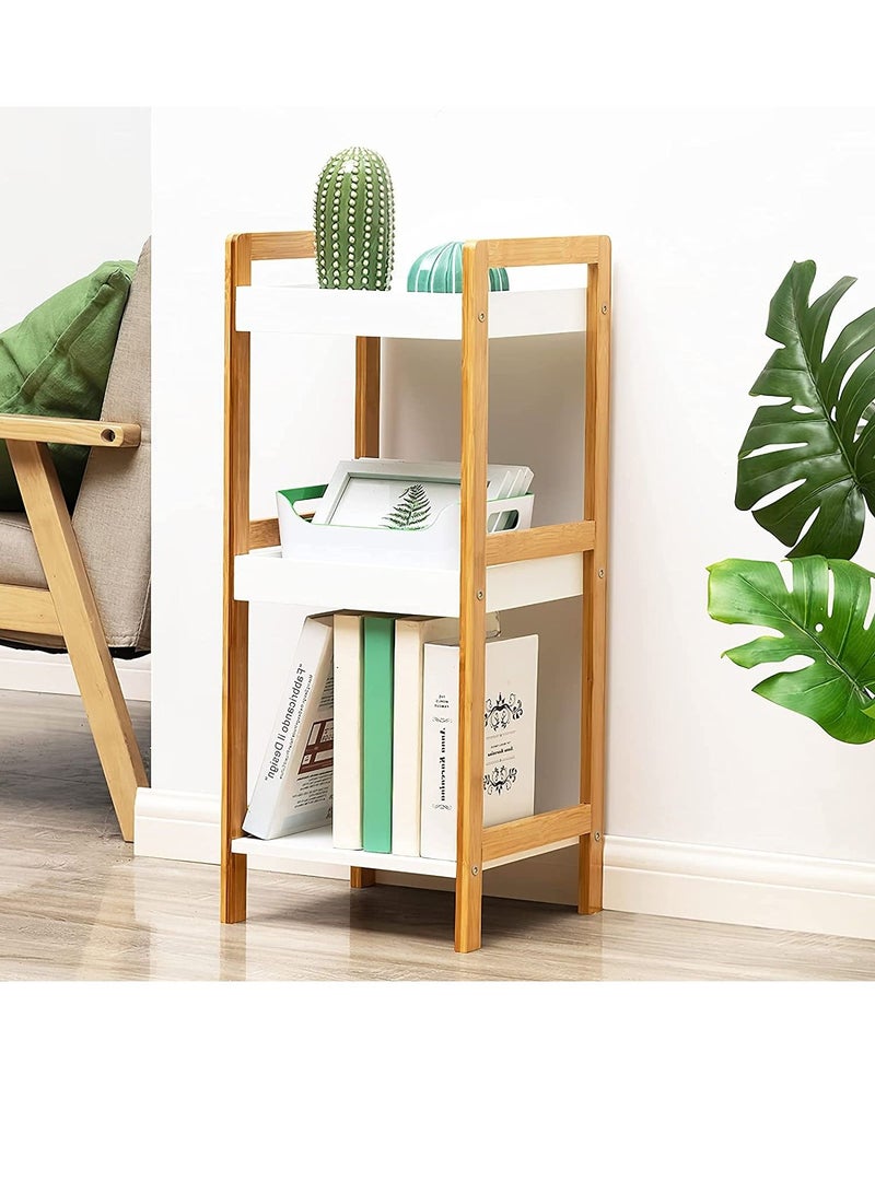 3 Tier Bamboo Kitchen Storage Organizer Bathroom Shelf Flowers Plants Stand Wooden Standing Book Shelf For Narrow Spaces Living Room Furniture Bookcase Organizer