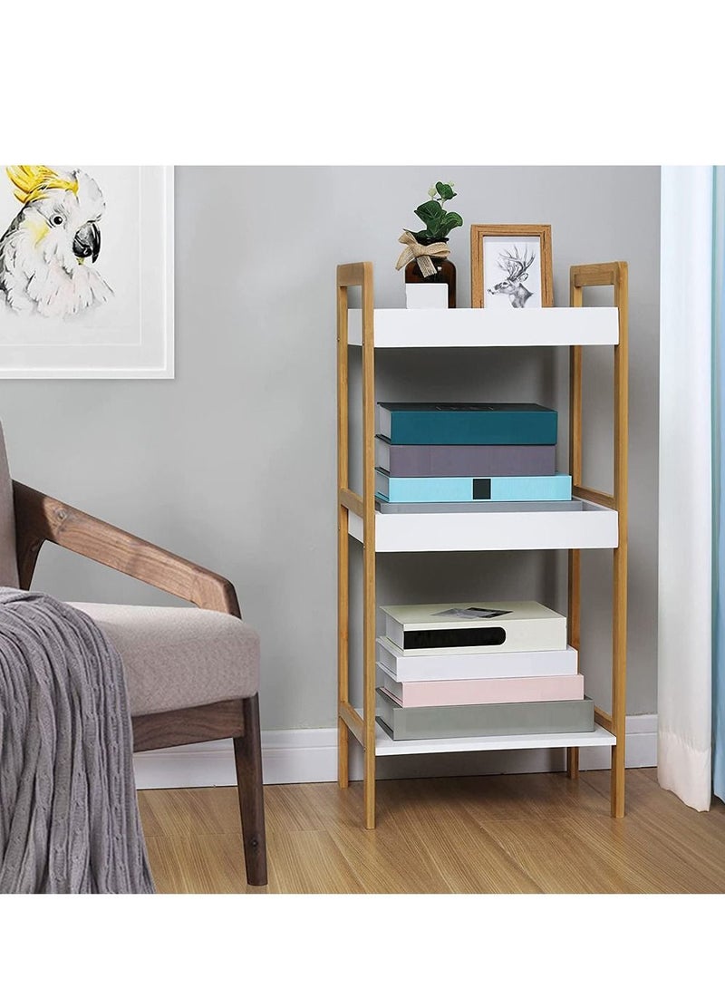 3 Tier Bamboo Kitchen Storage Organizer Bathroom Shelf Flowers Plants Stand Wooden Standing Book Shelf For Narrow Spaces Living Room Furniture Bookcase Organizer