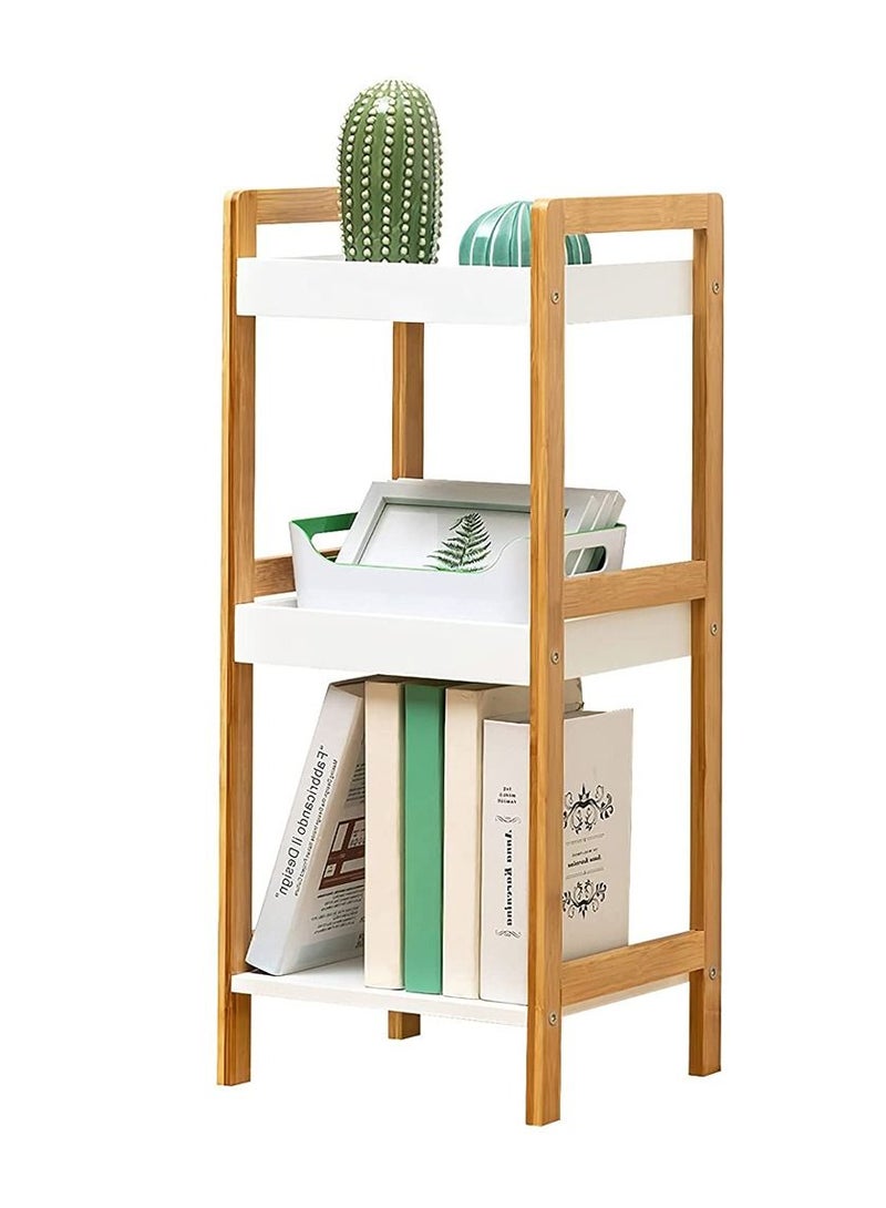 3 Tier Bamboo Kitchen Storage Organizer Bathroom Shelf Flowers Plants Stand Wooden Standing Book Shelf For Narrow Spaces Living Room Furniture Bookcase Organizer