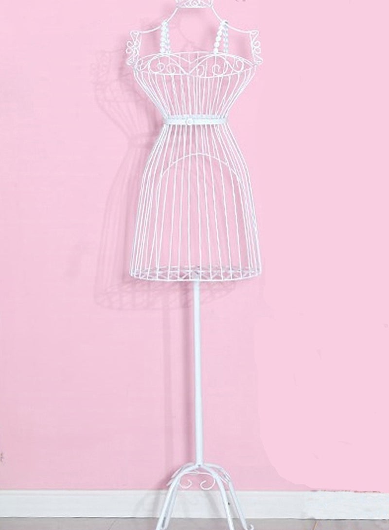 Female Halfbody Mannequin Cloth Hanger with Adjustable Hight White 37x170x37cm