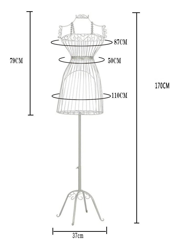 Female Halfbody Mannequin Cloth Hanger with Adjustable Hight White 37x170x37cm