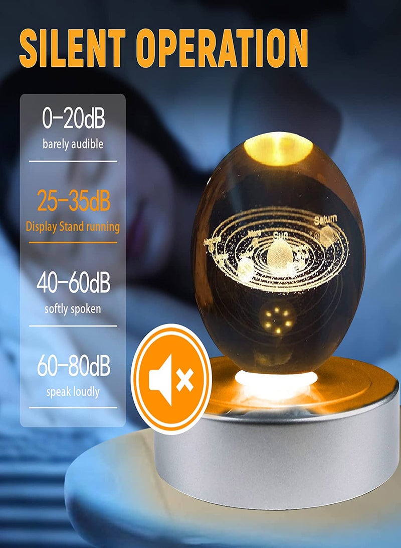7 LED Rotating Display Stand Spinning Display Stand with Colored Lights Lighted LED Base for Glass Art with 4 Revolving & 8 Light Modes 360° Automatic Mute Rotating Turntable (5.1x1.2