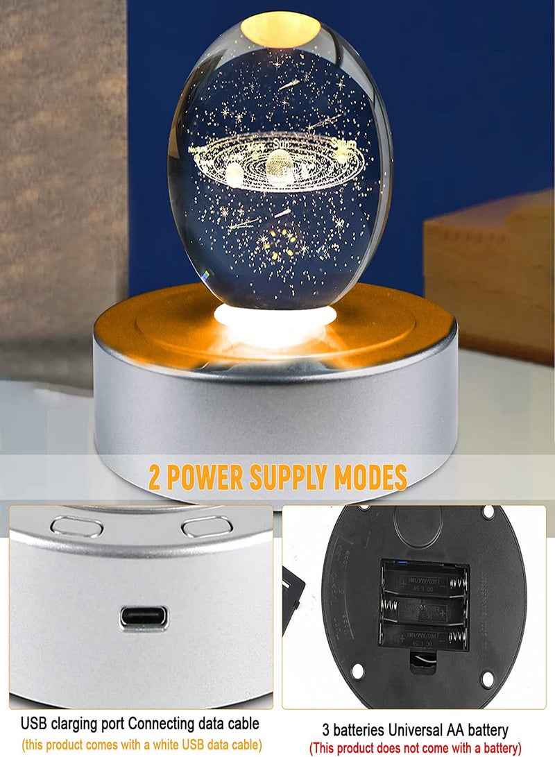 7 LED Rotating Display Stand Spinning Display Stand with Colored Lights Lighted LED Base for Glass Art with 4 Revolving & 8 Light Modes 360° Automatic Mute Rotating Turntable (5.1x1.2