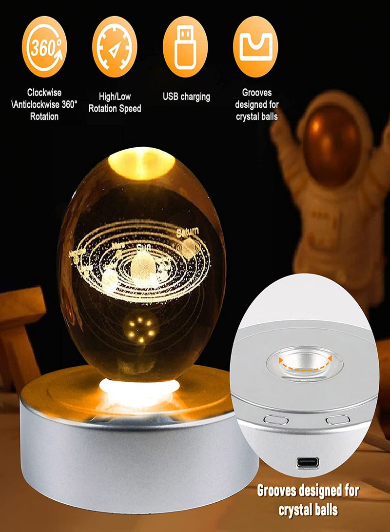 7 LED Rotating Display Stand Spinning Display Stand with Colored Lights Lighted LED Base for Glass Art with 4 Revolving & 8 Light Modes 360° Automatic Mute Rotating Turntable (5.1x1.2