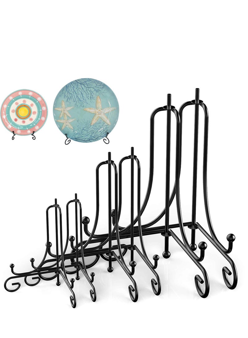 Iron Display Stand Black Plate Photo Holder for Displaying Frame Decorative Plates Tablets and Arts 6 PCS