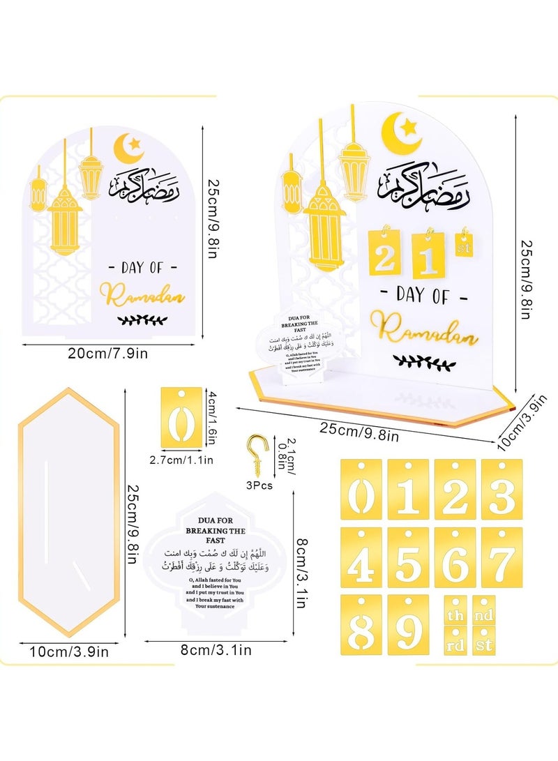 Ramadan Wooden Advent Calendar, Elegant Countdown Decoration with Acrylic Craft Ornaments for Home, Eid Celebrations, and Kids' Gifts, Featuring a 30-Day Countdown