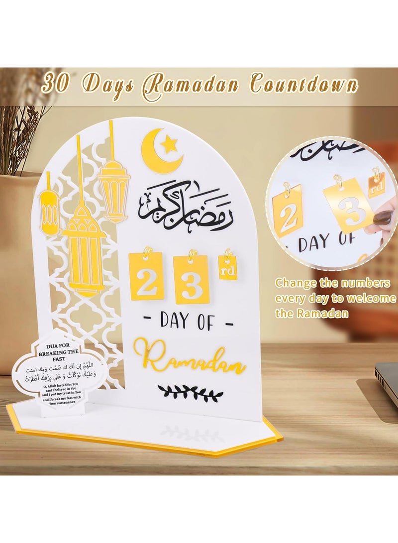 Ramadan Wooden Advent Calendar, Elegant Countdown Decoration with Acrylic Craft Ornaments for Home, Eid Celebrations, and Kids' Gifts, Featuring a 30-Day Countdown