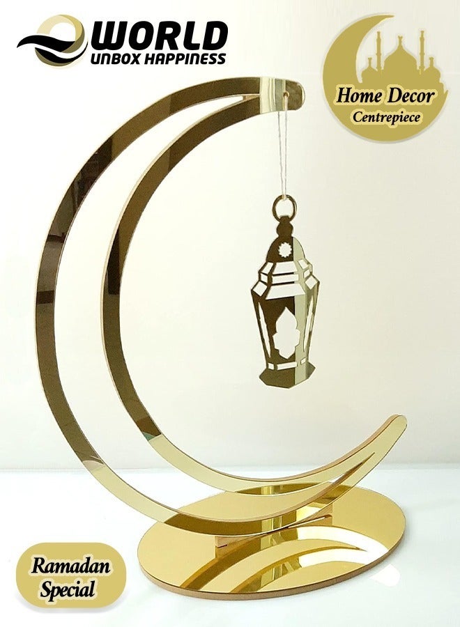 Elegant Acrylic Ramadan Decorations for Home Lightweight Islamic Craft Ornaments, Perfect Crescent Ornaments for Ramadan Parties, Radiant in Gold.