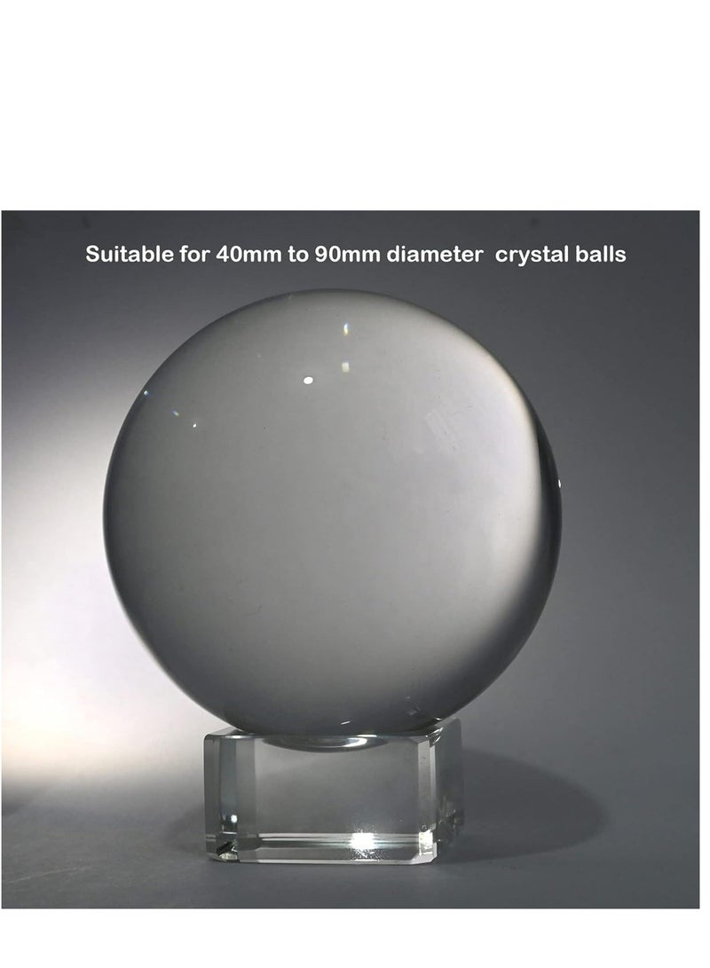 2 Pack Square Clear Crystal Sphere Holder Ball Stand for Display 40 mm to 90 mm Crystal Balls Golf Ball Marbles