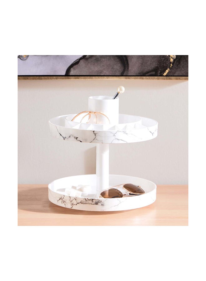 Marble 2-Tier Rotating Cosmetic Organiser 26 x 34 x 26 cm