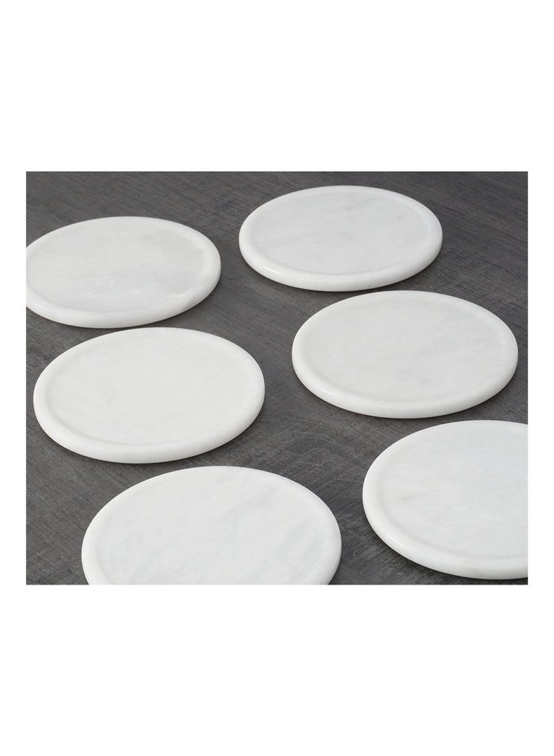 RADICALn Coaster Set Cup Pad 3.5 Inches Handmade Marble Pot White Coasters Plates for Mug Glass Drinks - Non Plastic Non Tile - Warming Stone Kitchen Car Office Drink Coaster Sets