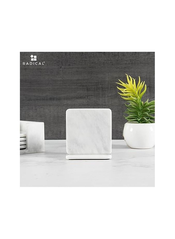 Radicaln Marble Coasters for Drinks White Square 3.5 Inches Handmade Coaster for Farmhouse Kitchen décor - Cup Coasters for Coffee bar décor