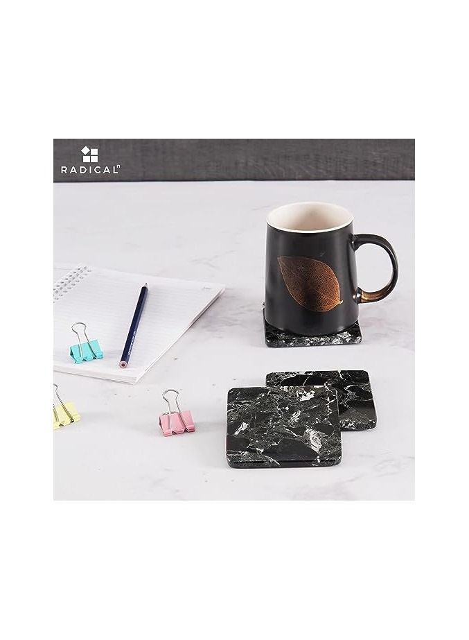 Radicaln Marble Coasters for Drinks Black Square 3.5 Inches Handmade Coasters for Coffee Table and bar Table - Coffee Bar Accessories & Living Room décor