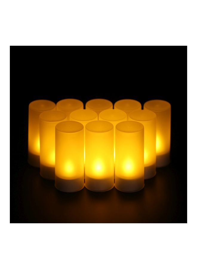 12-Piece LED Rechargeable Candle Lights White 20centimeter
