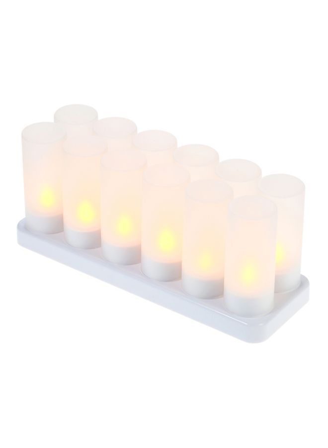 12-Piece LED Rechargeable Candle Lights White 20centimeter