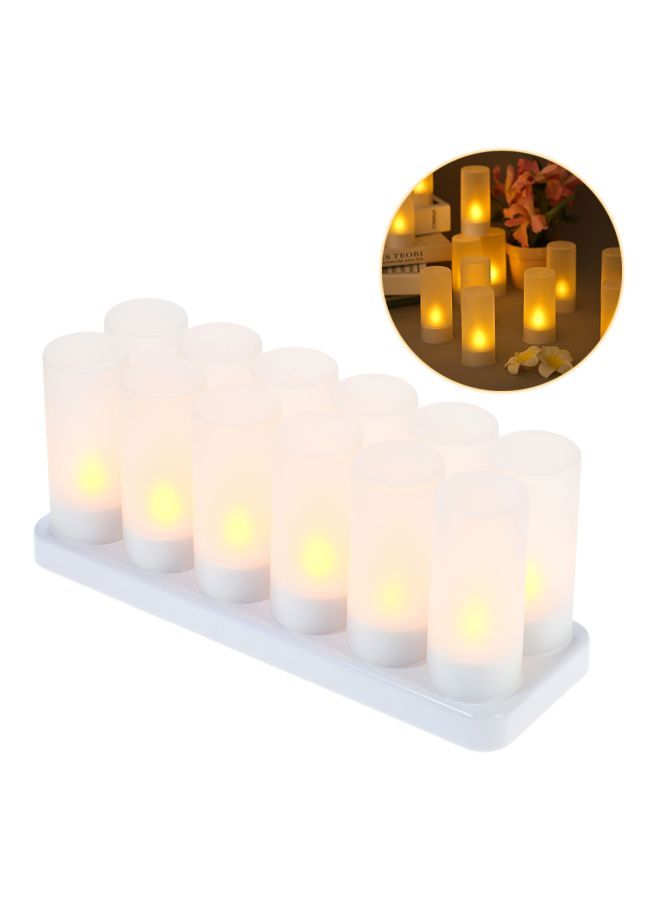 12-Piece LED Rechargeable Candle Lights White 20centimeter