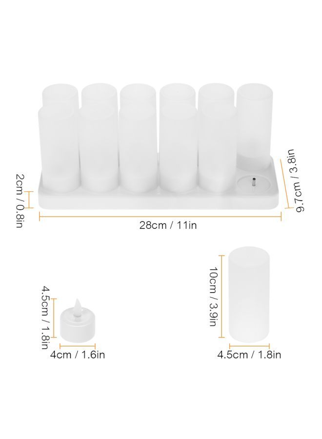 12-Piece LED Rechargeable Candle Lights White 20centimeter