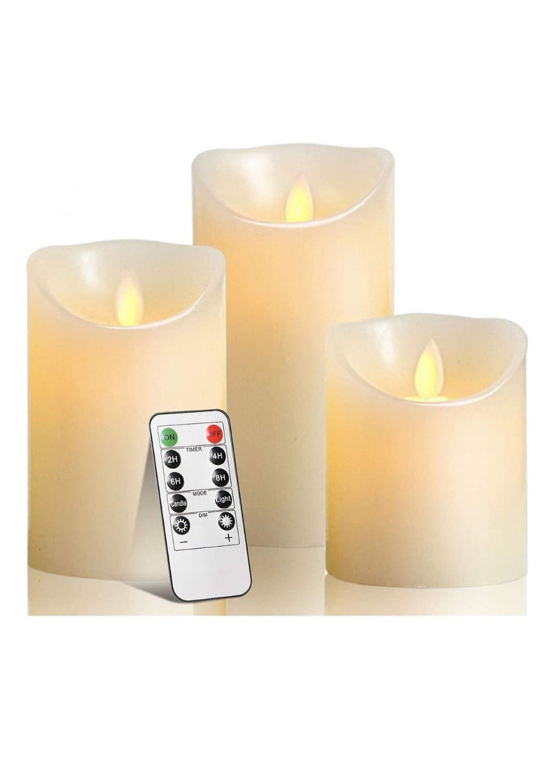 Rechargeable Electric LED Real Wax Candle Lights, Flameless and Warm White Plus LED Moving Wick Flickering Candle Lights with Remote Control