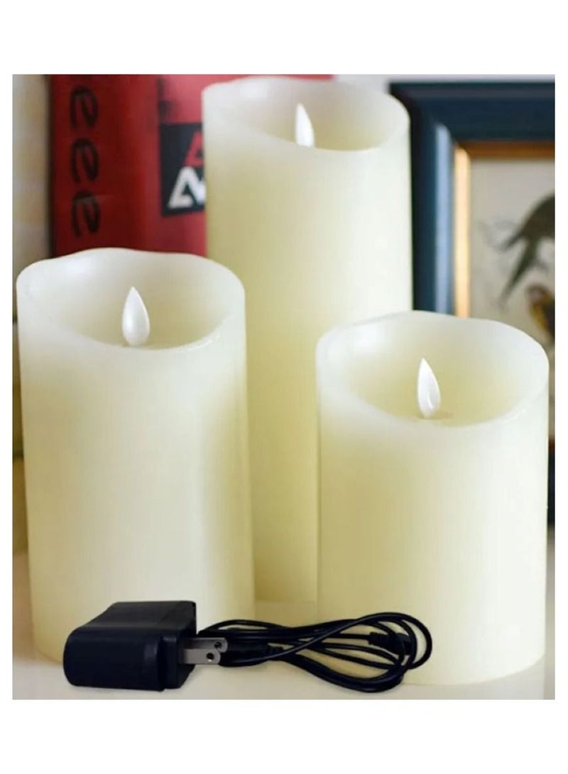 Rechargeable Electric LED Real Wax Candle Lights, Flameless and Warm White Plus LED Moving Wick Flickering Candle Lights with Remote Control