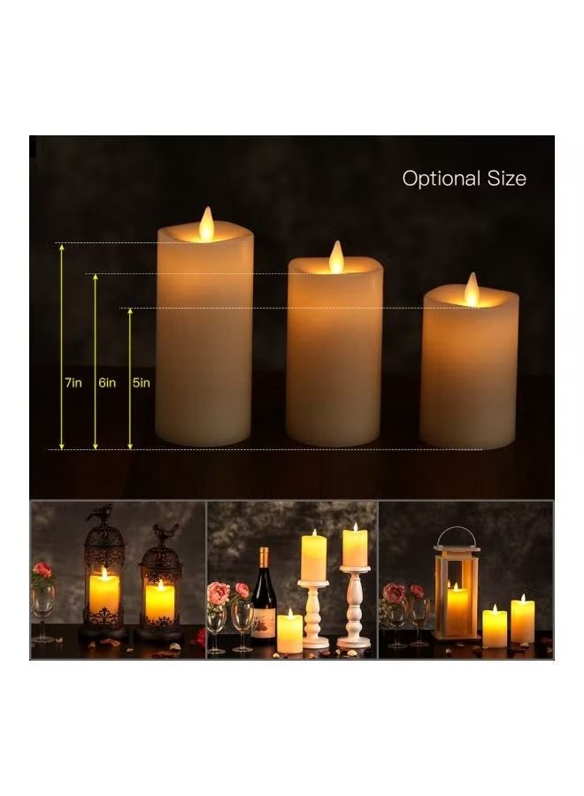 Set Of 4 Flameless LED Candle Light With Remote Control Ivory