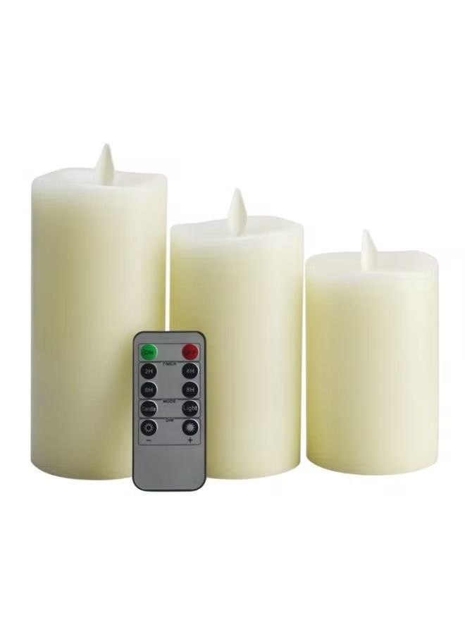 Set Of 4 Flameless LED Candle Light With Remote Control Ivory