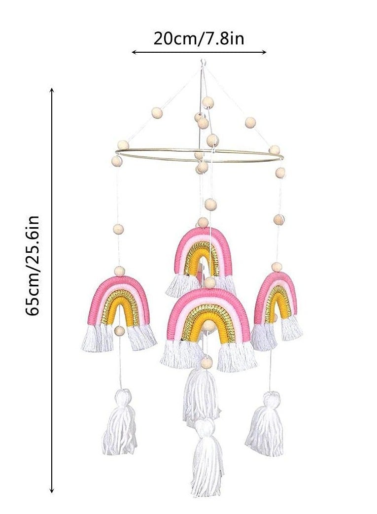 Baby Wind Chimes,Mobile Baby Cot Mobile Wind Chime Rattle Toy Macrame Rainbow Nursery Hanging Bed Bell Gift for Baby Nursery, Home Decoration, Unique Wind Chimes