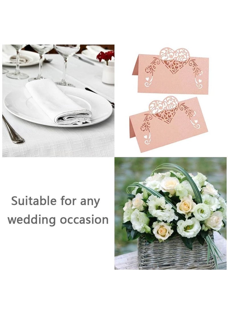 Heart Shaped Hollow Out Pink Place Cards Wedding Decoration Buffet Table Setting Name for Baby Shower(70 Pcs)