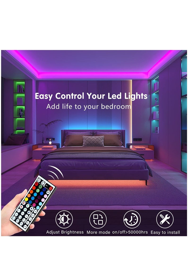 Led Light Strip Bluetooth Smart App Music Sync Color Changing RGB LED Light Strip with Remote Control and Power Adapter Led Lights for Bedroom Room Home Decor 100ft