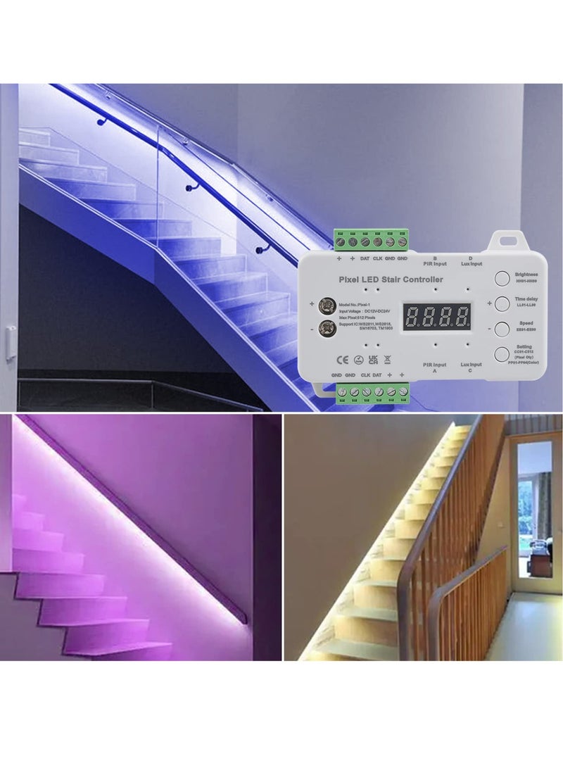 LED Motion Sensor Stair Light, 5m WS2818 Running Light Strip for RGB Stair Light Controller, Automatic Stairway LED Controller, Stair Light Controller