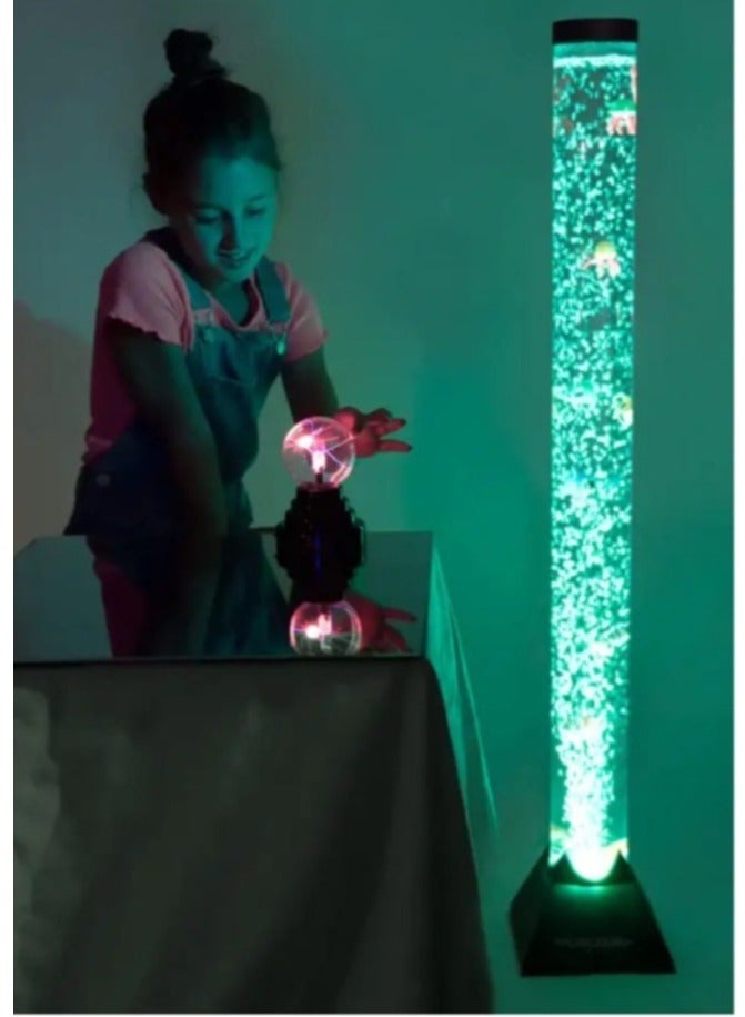 Sensory Mood Light Novelty Bubbles Water Tube Aquarium - 100cm & Plasma Ball Touch and Sound Sensitive – 3.5 inches Glass Lightning Sphere Combo Pack