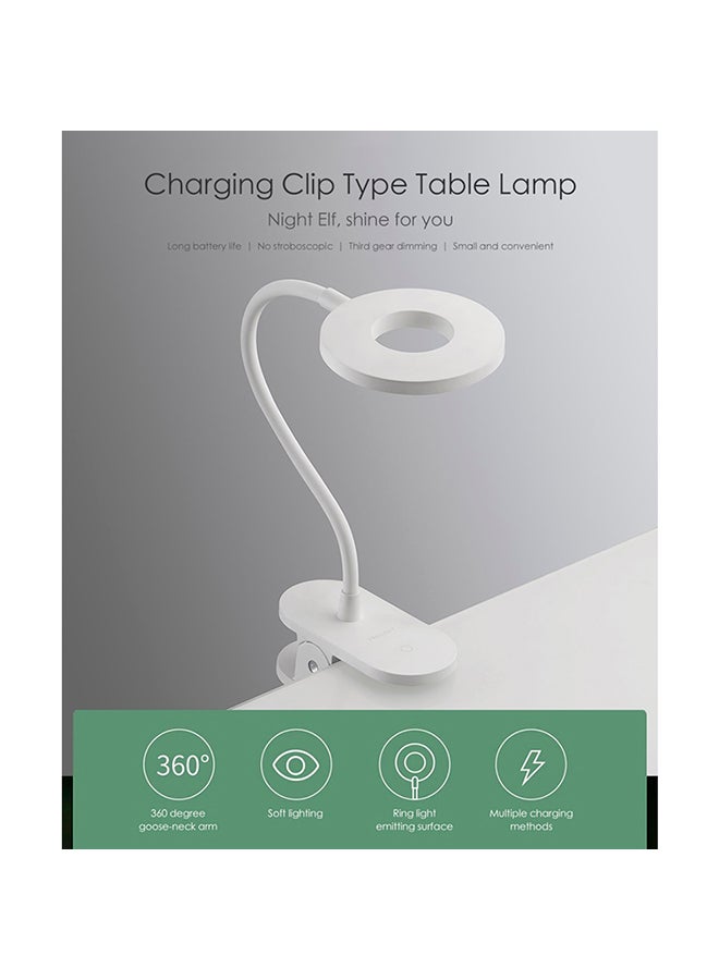 USB Rechargeable Clip On Table Lamp White