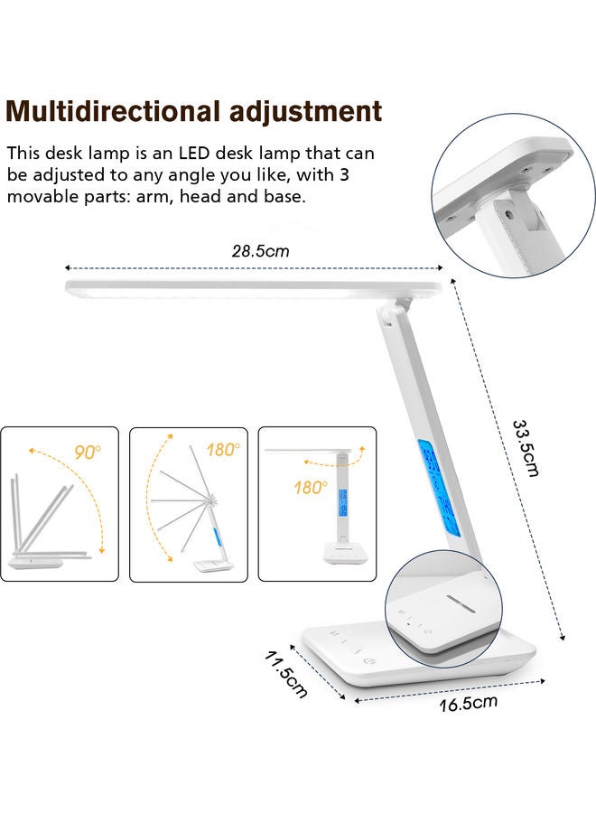 QI Wireless Charging LED Desk Lamp With Alarm Clock White 28x33x16cm