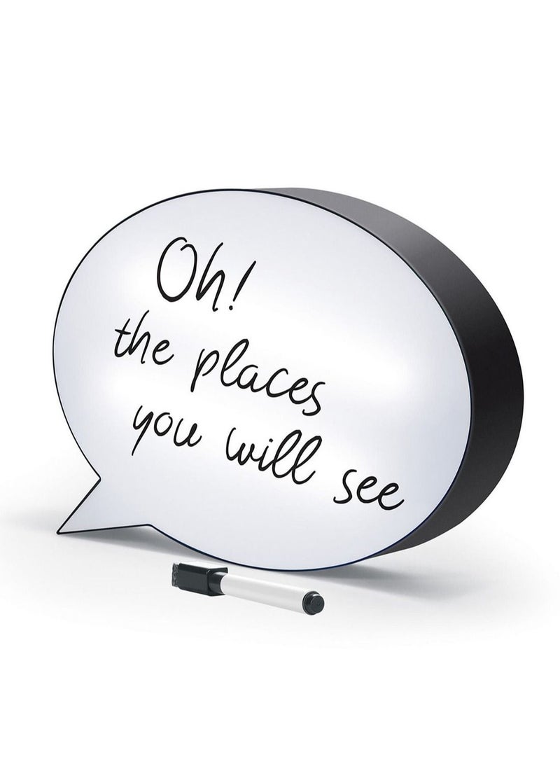 LED Light Box Speech Bubble Erasable Message Board with Marker Pen 30x20cm