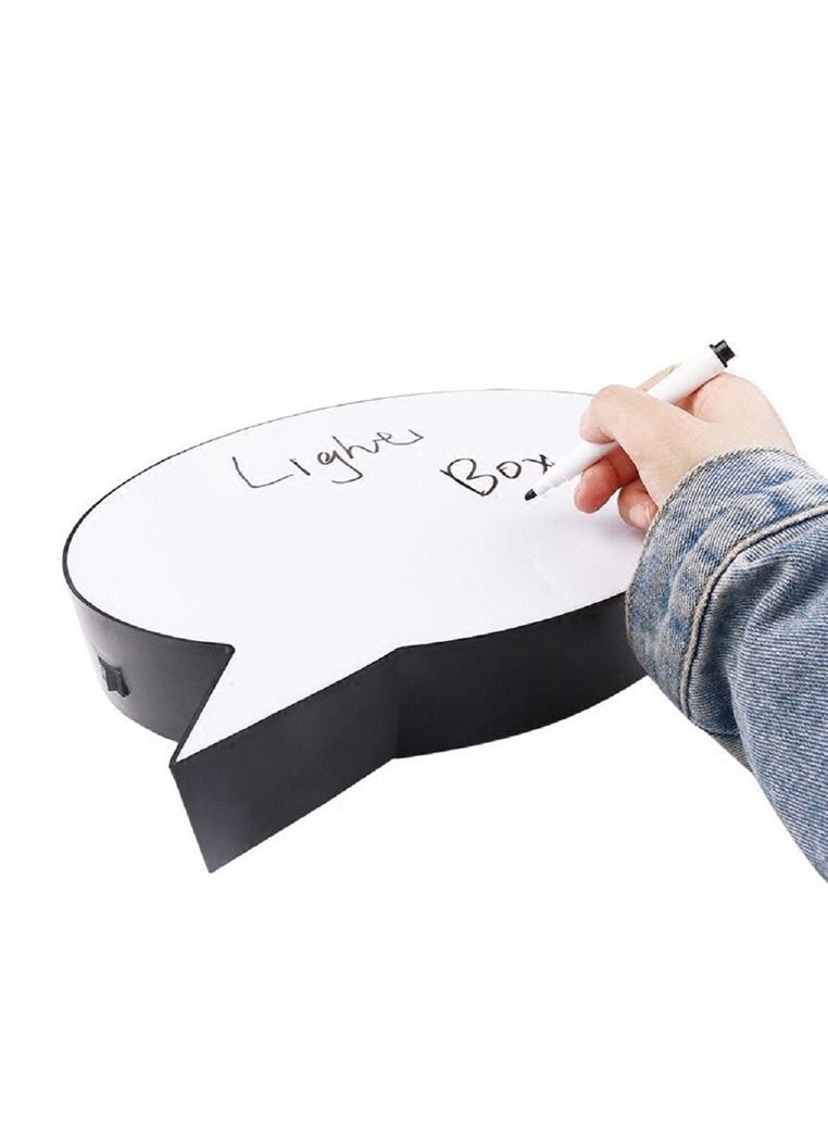 LED Light Box Speech Bubble Erasable Message Board with Marker Pen 30x20cm