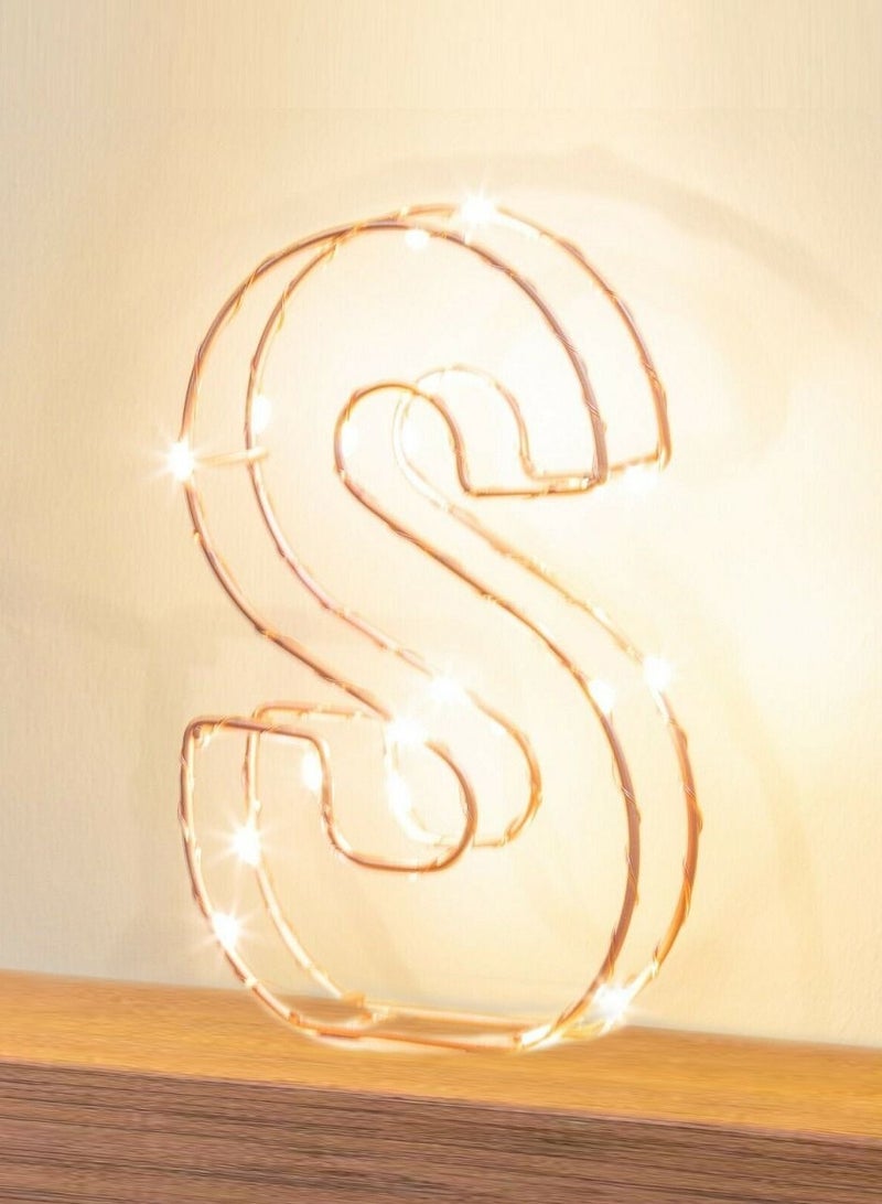 Golden Letter S Glowing with LED Lights 25cm