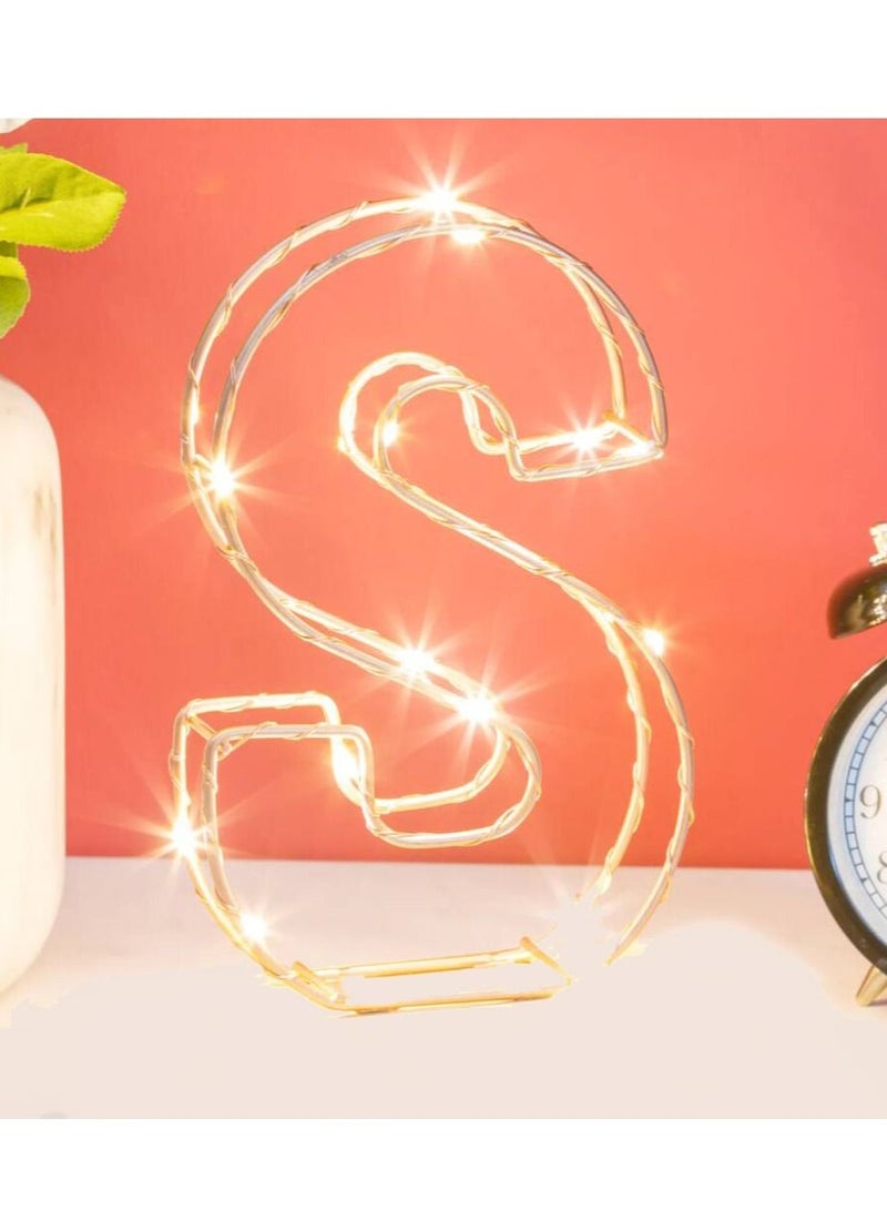 Golden Letter S Glowing with LED Lights 25cm