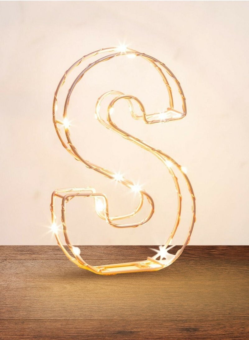 Golden Letter S Glowing with LED Lights 25cm