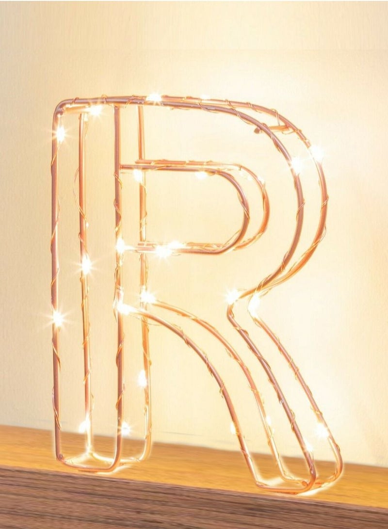 Golden Letter R Glowing with LED Lights 25cm