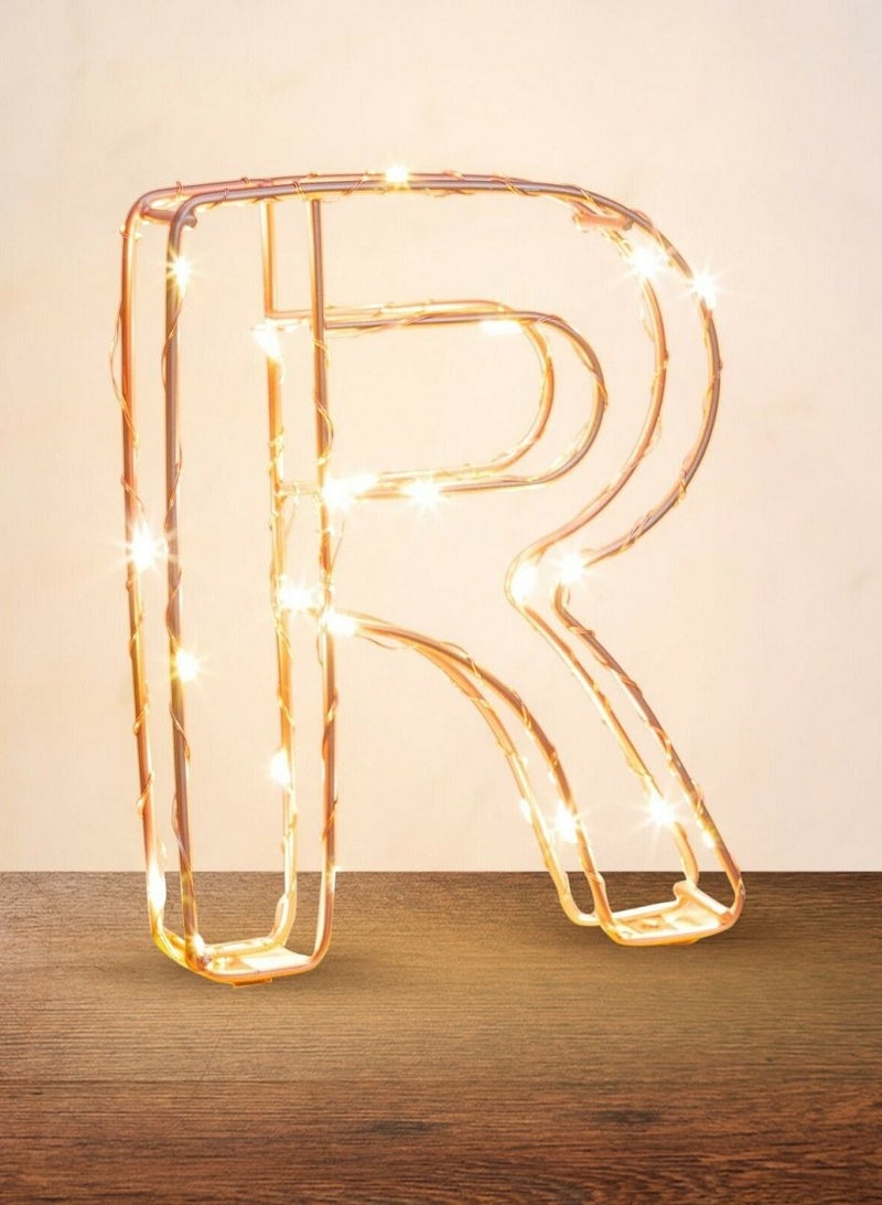 Golden Letter R Glowing with LED Lights 25cm